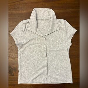 American Eagle Outfitters Light Gray Button Down Shirt